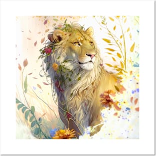 Lion Portrait Animal Painting Wildlife Outdoors Adventure Posters and Art